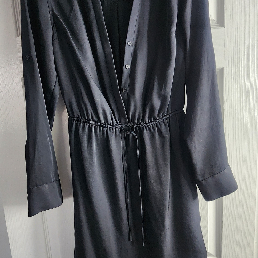 Express Black Button-Up Long Sleeve Dress